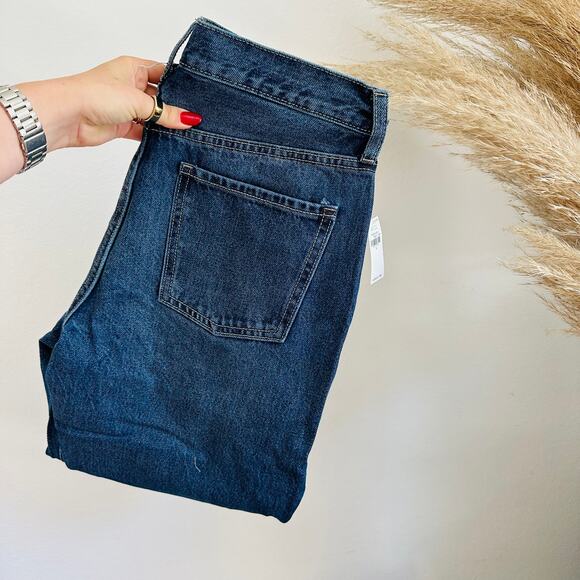 NEW OLD NAVY Blue Distressed High Waisted Button Fly Straight Leg Denim Jeans 8 - Picture 13 of 13